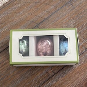 Pottery Barn Set of Three Decorative Eggs in Green, Pink, and Blue